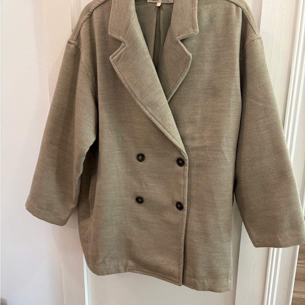 Free People Hannah Double Breasted Blazer Peacoat Jacket Green Large - Picture 4 of 13